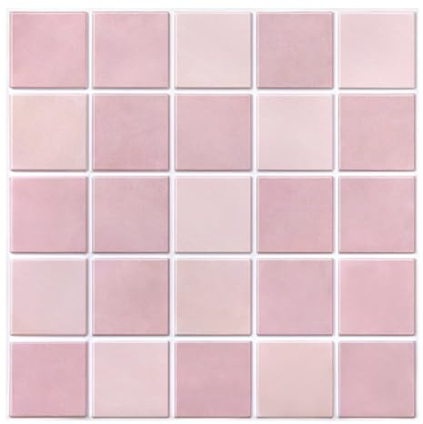 Commomy 3D Fliesenaufkleber Klebefliesen Küche Bad, 10 Stück, Matt | Rosa, PVC Fliesen Selbstklebend Küchenrückwand Metro Wandfliesen Fliesendekor, Quadrat, Wasserdicht, 30 x 30 cm