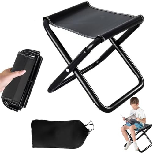 Umllpet Taburete plegable portátil de 100 kg (220 lb), mini taburete plegable y asiento ligero, plegable, taburete de jardín para viajes, senderismo, jardín, pesca, barbacoa, playa, con bolsa de