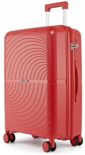 Fly Kite Luggage 24 Inch Medium Suitcase 100% Polypropylene, Hard Shell with Aluminium Trolley Handle Real TSA 3 Digit Secure Lock 360° Smooth Wheels Lightweight Suitcase|Red