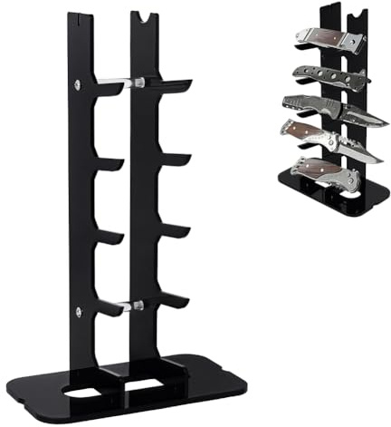 UNICRAFTALE 5 Niveaux Présentoir Acrylique pour Couteaux 18x10x29.5cm | Noir Acrylique 5 Niveaux Adapté Pour Couteaux Pliants Présentoir De Collection 18x10x29.5cm