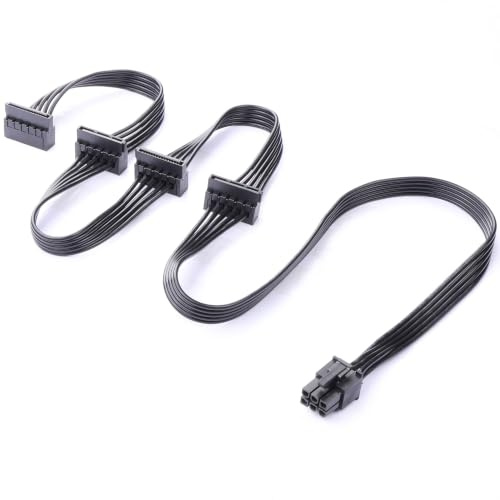 ELFJMZP Câble modulaire ATX 6 broches vers 4 prises SATA coudé à 90° Noir plat Compatible avec RM550X RM650X RM750X RM850X RM1000X RMX Bloc d'alimentation entièrement modulaire 85 cm (40 + 15 + 15 +