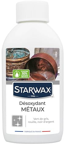 STARWAX Décapant Désoxydant pour Métaux - 250ml - Idéal pour Éliminer les Fortes Traces d'Oxydation | Élimine traces d'oxydation sur cuivre argenterie fonte et bronze, agit sur vert-de-gris noir d'argent et rouille