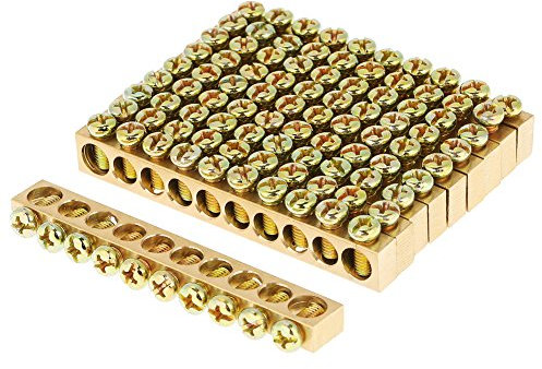 10pcs Terminal Block,Brass 10-Hole M5 Covered Screw Terminal Strip,Wire Screw Ground Neutral Bar,for PE30 distribution box, power distribution cabinet, lighting box, etc
