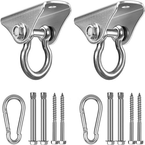 GothicBride Gancio soffitto Girevole a 360°Gancio Altalena SUS304 Ganci di Sospensione Heavy Duty capacità Portante 500KG per Altalena, Amaca, Yoga, Sacco da Boxe (2 pezzi 90°)