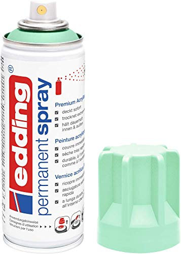 edding 5200 Permanent Spray - neo mint matt - 200 ml - Acryllack zum Lackieren und Dekorieren von Glas, Metall, Holz, Keramik, Kunststoff, Leinwand - Lackspray, Acrylspray, Farbspray