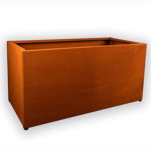 Köhko® Designer Pflanzkübel Hochbeet (mit Bodenplatte) aus Cortenstahl Kräuterbeet TROG 80x40x40 cm……