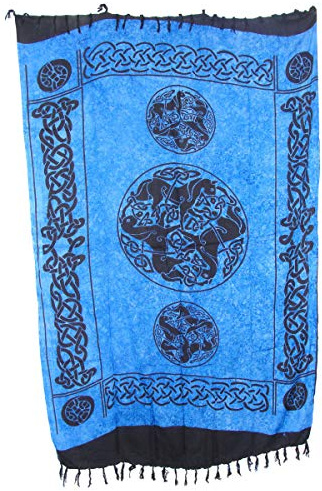 SAWA-ART Sarong Pareo Keltische Pferde blau-hellblau große Auswahl schönste Farben/Wickelrock Strandtuch Sauna-Tuch Wickelkleid Schal Wickeltuch Bademode Freizeitmode Sommermode/aus 100% Viskose