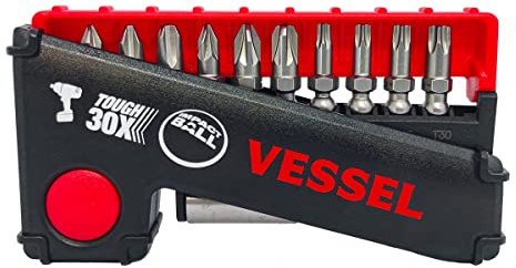 VESSEL Jeu de 10 embouts de vissage Torsion type Impact Ball + porte embout