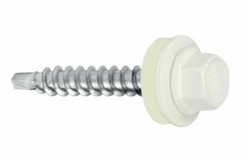 KLIMAS Trapezblech Schrauben Bohrschrauben Dach Fassadenschrauben 4,8x55mm 200 Stück - RAL: 9010 (Reinweiß)