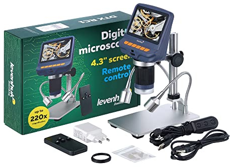 Levenhuk DTX RC1 Handmikroskop mit Digitaler Fernbedienung, 3- Bis 220-Facher Vergrößerung und 10,9-cm-LCD-Bildschirm