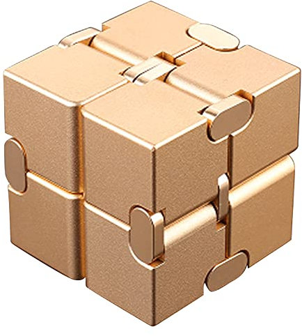 NC Fidget Cube Aluminum Alloy Pocket Finger Cube Folding Relieve Stress and Anxiety Durable and Easy to Carry (Gold)
