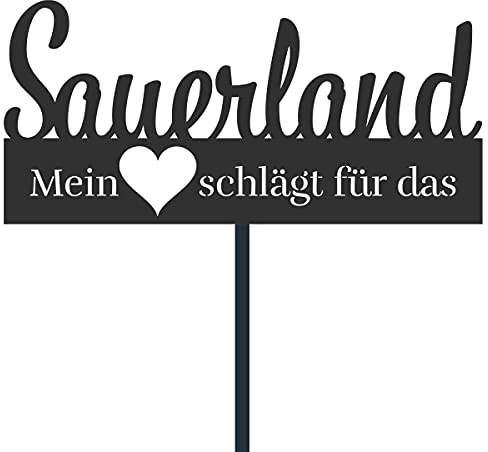 Goldbach Gartenstecker Mein Herz schlägt für das Sauerland 110cm grau Gartendeko Schild