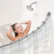 Duschvorhangstange Gewölbte, aus 304-Edelstahl, mit 18 Edelstahlduschvorhangringen & Teleskopdesign, verstellbar von 110 bis 180 cm, für Badewanne/Badezimmer, Bohrmontage notwendig