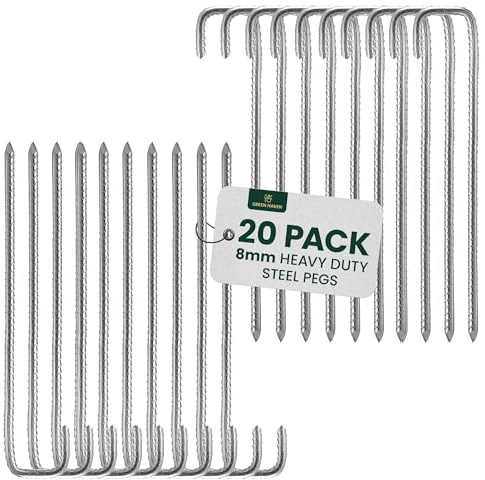 Green Haven Tent Pegs Metal Heavy Duty | Extra Strong 8mm Galvanised Steel
