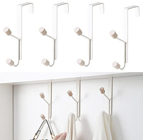 Koomuao Türhaken zum Einhängen 4 er Set,Türhaken Metall,Türgarderobe Türhaken Innenseite Türhaken zum Einhängen ohne bohren zum Aufhängen Garderobehaken mit kratzfreier Rückseite