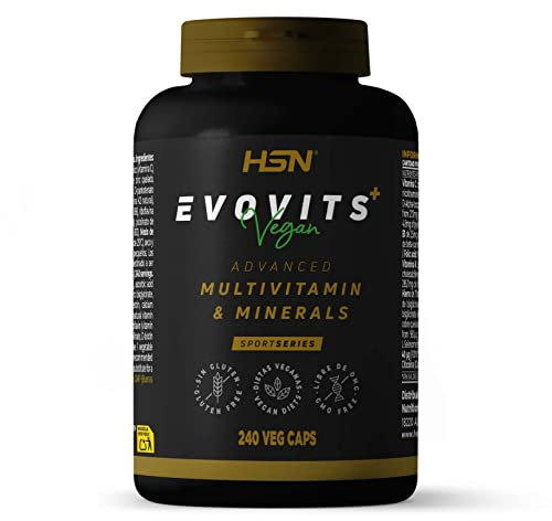 Multivitaminas y Minerales Evovits Plus+ de HSN | 240 Cápsulas Vegetales para 8 Meses | Complejo Vitamínico y Mineral Completo Vegano Hombre Mujer | No-GMO, Sin Gluten