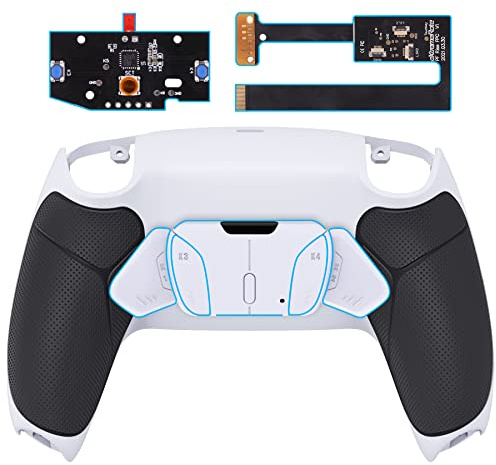 eXtremeRate Rise4 Remap Kit per ps5 Controller BDM-010/020,4 Paddles Aggiuntivi Programmabili & Cover Grip Gommato, Palette Tasti Posteriori Back Button Accessori per ps5 Joystick, Bianco Nero