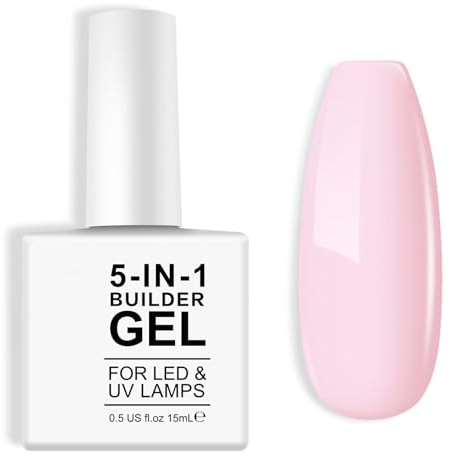 5-in-1 Nagelaufbau-Gel, Aufbau-Basisgel und Stärkungsgel, Hartgel-Aufbau-Verlängerung, Nagel in einer Flasche, 15 ml (Rosa)