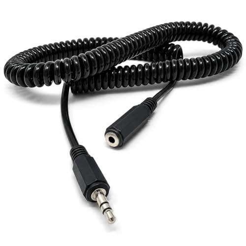 DRUT 4m 3.5mm Stereo Jack to 3.5mm Socket Headphone Extension Cable, 13ft | Speaker, HI-FI, Coiled, Lead