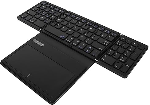 Focket Teclado Bluetooth Plegable, Teclado Inalámbrico de Bolsillo Portátil con Touchpad, Teclado de Viaje Plegable Triplano Ultra Delgado de Tamaño Completo para Android, para