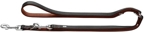 HUNTER Verstellbare Hundeführleine Canadian UP, Farbe: schwarz/Cognac, weiches, geschmeidiges Leder, 3-Fach verstellbar, nachhaltig, Made in Germany, Größe: 20/200