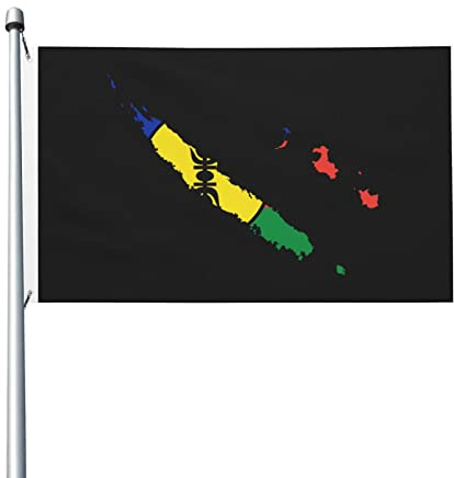 Drapeau DJNGN Nouvelle-Calédonie Bleu-Blanc-Rouge, Noir 3x5 pieds décoration extérieure intérieur résistant aux intempéries Multipurpose