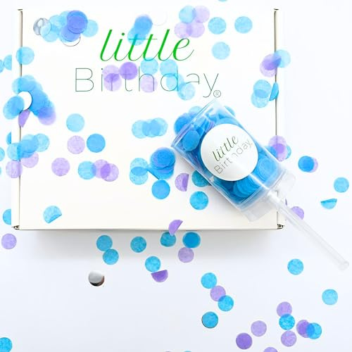 LITTLE BIRTHDAY 4x wiederbefüllbare Schnipsel Kanonen Konfetti Push Pop | Popper, Konfetti Bombe, Geburtstag, Kindergeburtstag, Mitgebsel, rund 1,5cm