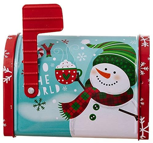 ifundom Christmas Tinplate Cookie Tin Festive Candy Storage Box for Sweets Biscuits Treats Decorative Xmas Present Case Bright Colors for Holiday Parties