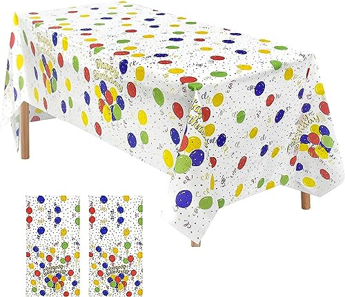 Jinlaili 2Stk Tischtuch Party Geburtstag Tischdecke, 137 * 274cm Bunt Tischdecke Wiederverwendbar, wasserdichte Plastik Tischdecken, Tisch Decken Wachstuch Tischdecke für Party Geburtstag