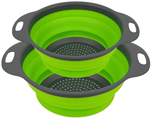 AUAUY Passoire en Silicone, 2PCS Pliable Passoire Pliante Cuisine Fruit Basket Panier de Filtre Collapsible Colander Set pour La Cuisine Usage Domestique, M1-3486433
