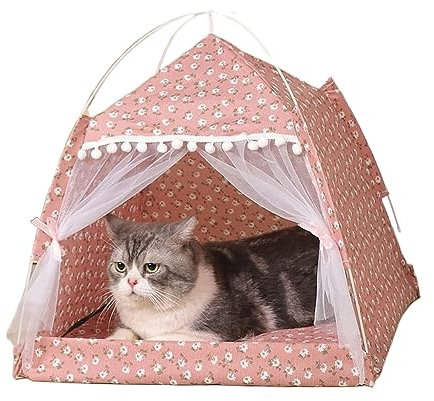 Hundebett Katzenbett Katzenzelte Für Drinnen, Katzen Für Spielen, Haustierzelt, Höhlenbett, Hundezelte Für Draußen, Tragbares Hunde- Und Katzenbetthaus Hundekorb Hundesofa ( Color : A , Size : 38x38x3