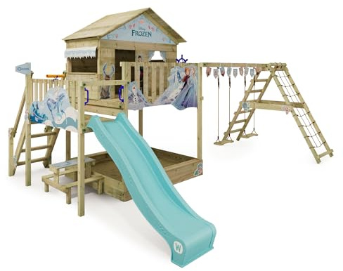 Disney's Frozen Saga play tower by Wickey - climbing frame, climbing tower, garden play equipment for children - outdoor wooden garden playground with sandpit