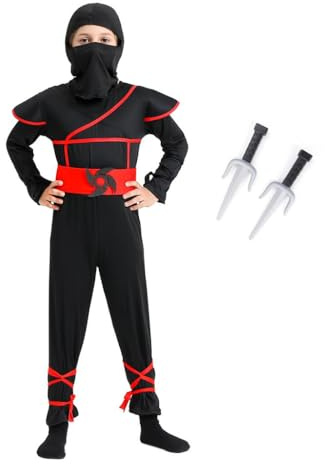 Lito Angels Disfraz Mono Ropa de Ninja Asesino con Mascarilla y Accesorios para Niños Pequeñas Talla 4-5 años, Negro (Número de etiqueta 0S)
