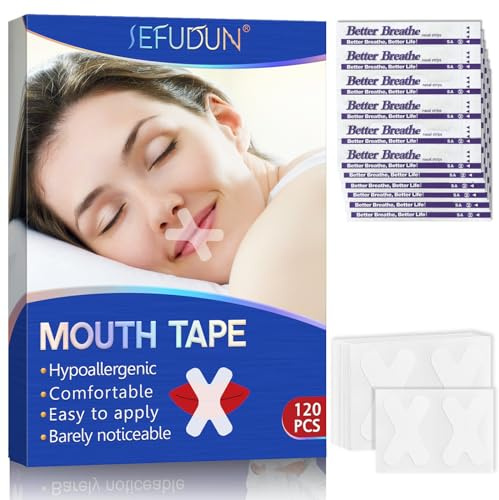 MUNSKT 120 pièces comprimés de bande buccale 30 pièces comprimés de bande nasale pour le sommeil, bande buccale pour améliorer le sommeil nocturne, réduire la respiration buccale, anti-ronflement