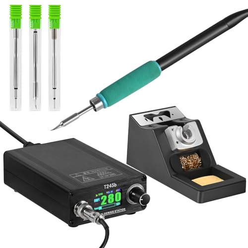 Soiiw T245b Estación de soldadura electrónica DIY puntas de hierro mango de aleación de aluminio y soporte de mango 100-240V 180W US Plug C245 puntas de hierro I K IS