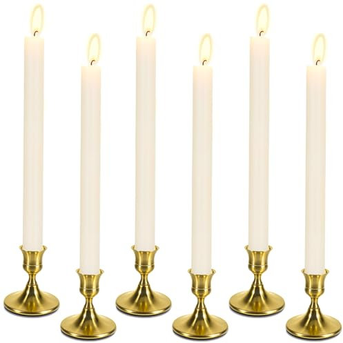 6 Pièces Doré, Bougeoirs en Métal pour Centre de Table Mariage, Porte-Bougie Conique