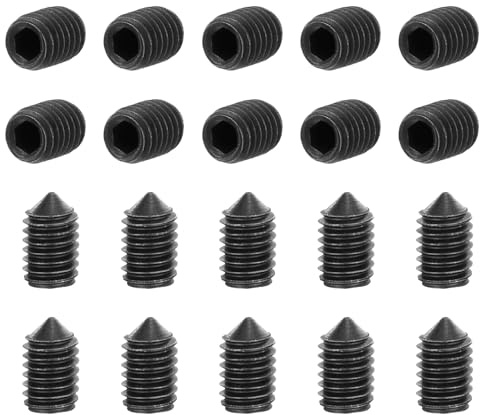 sourcing map Gewindestifte M3 x 5 mm, Karbonstahl, Kegelspitze, Innensechskant, Madenschrauben für Maschinen, Reparaturen zu Hause und Befestigungen, Schwarz, 40 Stück