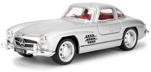 imtfzct 1955 300sl Oldtimer Modell, 1/32 Spielzeugauto mit Sound und Lichtfunktion, Kinderspielzeug Modellauto mit Pullback Funktion, Modellauto in Sammlerqualität, Geschenk für Kinder (silbrig)