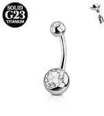 AceFun 14G Piercing ombligo titanio 10mm macizo plata vientre titanio Piercing ombligo Joyería con circonio cúbico Piercings barra corta del vientre para las mujeres