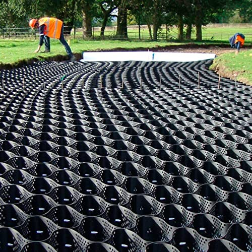 Geo-Bodengitter aus Kies, 4 Zoll dick, für Parkflächen, Hangauffahrten/Schlammkontrolle, Flexibles, faltbares Geozellensystem aus Erbsenkies, durchlässige Pflastergitter zur Verstärkung, 3,