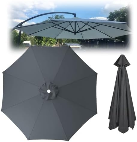 YZTTCD Garden Parasol Canopy Cover, 6 Rib / 8 Rib Parasol Replacement Fabric, Cantilever Parasol Top Fabric Cover, Fade Resistant,Grey,6ribs:2.7m/8.8ft