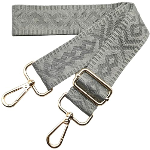 Verstellbarer Taschengurte Breit, 3.8cm Schultergurt für Tasche, Taschengurte zum Wechseln Goldener Karabiner Schulterriemen, Umhängegurt fur Damen Handtaschen Crossbody DIY, (Grau) 22