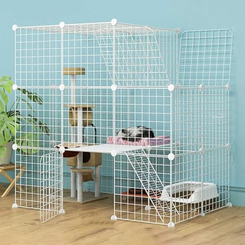 Generic Großer Katzenkäfig für den Innenbereich – Stabiles Katzengehege aus Metall für 2-5 Katzen, DIY Laufstall & Hundehütte im Freien