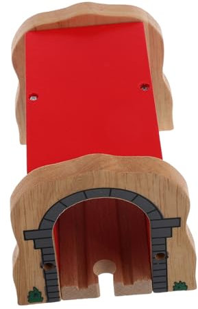 JUMPLAWN Holzeisenbahn Tunnel Zubehör Aus Robustem Holz Spielzeugeisenbahntunnel Erweiterung Für Kinder Kreatives Holzschienenmodell Für Hause Und Kindergarten