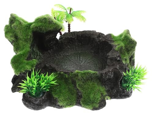 Abaodam Reptilienschale Aus Verschleißfestem Harz Dekorative Wasserschale Für Terrarien Natürliche Snackschale Für Schildkröten Und Eidechsen Zuhause
