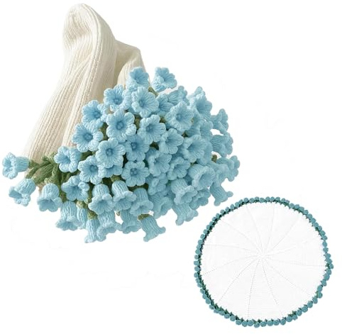 Flower Bouquet Blanket, Finished Flower Bouquet Throw Blanket, Crochet Rose Blanket, Soft and Lightweight Throw, Romantic Gifts for Home Decor (Blue, 23.6in)