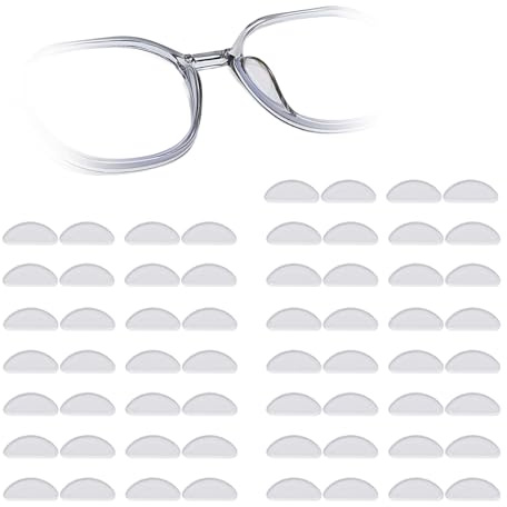 Nevoluxer Brille Nasenpads Silikon, 30 Paar Anti-Rutsch Brillen Pads (1mm, Transparent), Unsichtbare Nasenauflagen für Brillen & Sonnenbrillen, Bequem & Hautfreundlich