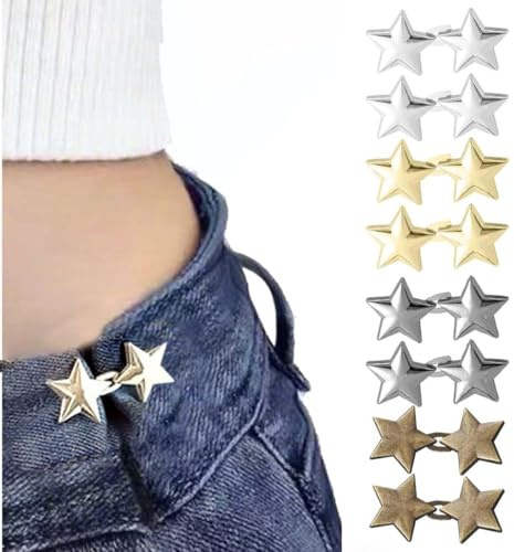 MUNZE Hosen Taillenspanner,8 Stück Taillenschnallen Clips, Eansknopf Ohne Nähen,Kein Nähen Jean Knopfnadeln Knöpfe, Hose Enger Machen Clip Hosenknopf Zum Enger Machen Für Jeans Kein Nähen Jean Rock.