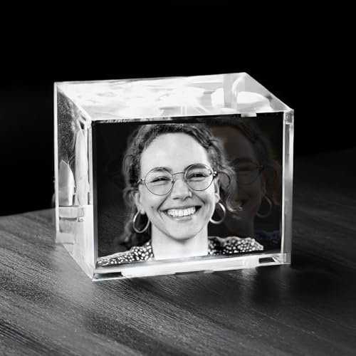 contento | 3D Glasfoto Klein | Dein Foto im 3D Fotokristall | als kleines Geschenk | für 1 Personen | Größe: Glasblock, XXS Querformat 55x45x30mm (Ohne Beleuchtung)