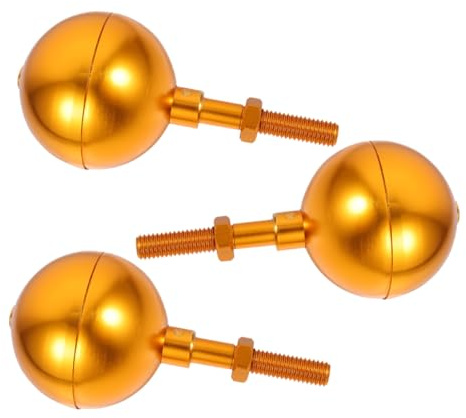 Abaodam 3pcs Outdoor Flagpole Topper Balls Weatherproof Golden Aluminum Alloy Finials with Threaded Design Replacement for US Flag Poles Solar Light Truck Compatible Aerodynamic Glossy